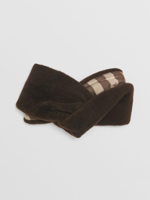 Burberry Check Detail Shearling Headband