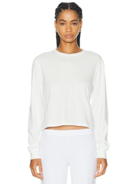 ÉTERNE Cotton Modal Long Sleeve Boxy Tee