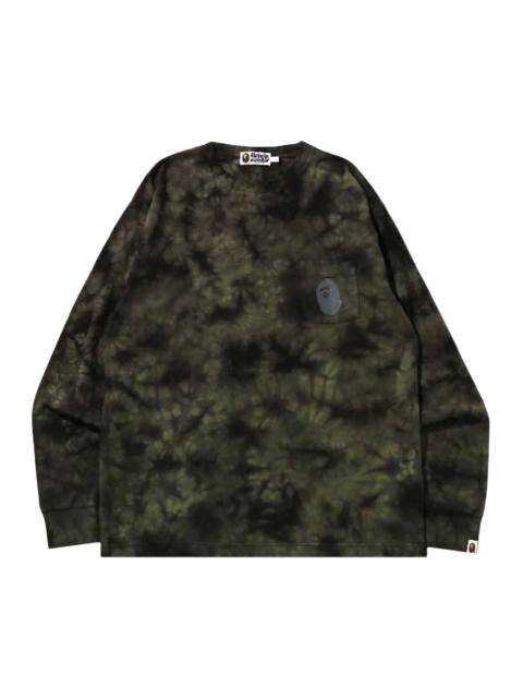 A BATHING APE® BAPE Tie Dye One Point Pocket Relaxed Fit Long-Sleeve Tee 'Black'
