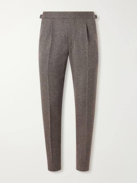 ZEGNA Tapered Herringbone Wool and Cashmere-Blend Trousers