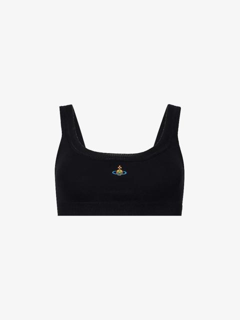 Vivienne Westwood Bea logo-embroidered cotton knitted bra