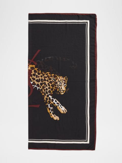 SAINT LAURENT Leopard Cashmere-Blend Square Scarf