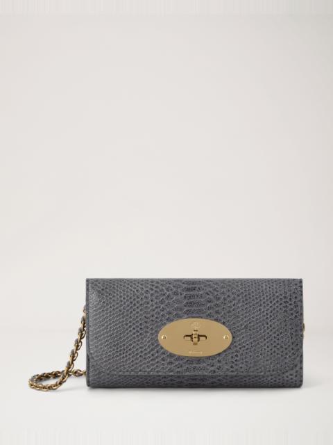 Mulberry Lily Chain Wallet Foggy Grey Waxed Snake Print