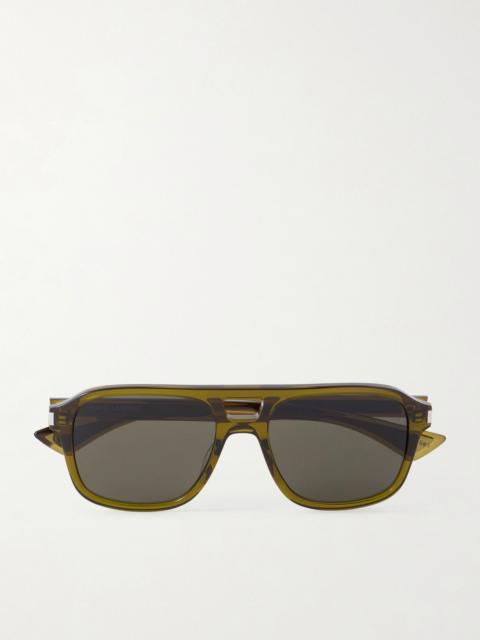 SAINT LAURENT Double-Bridge Aviator-Style Acetate Sunglasses Green