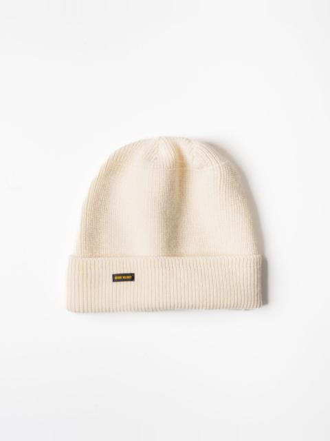 Iron Heart IHG-080-WHT 100% WOOL RIBBED BEANIE - WHITE