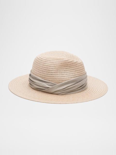 EUGENIA KIM Courtney Woven Fedora Hat w/ Scarf Band