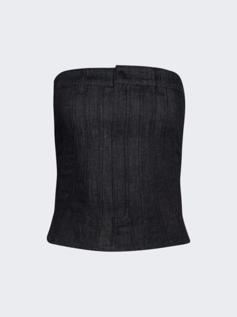 MUGLER Spiral Bustier Top Raw Blue