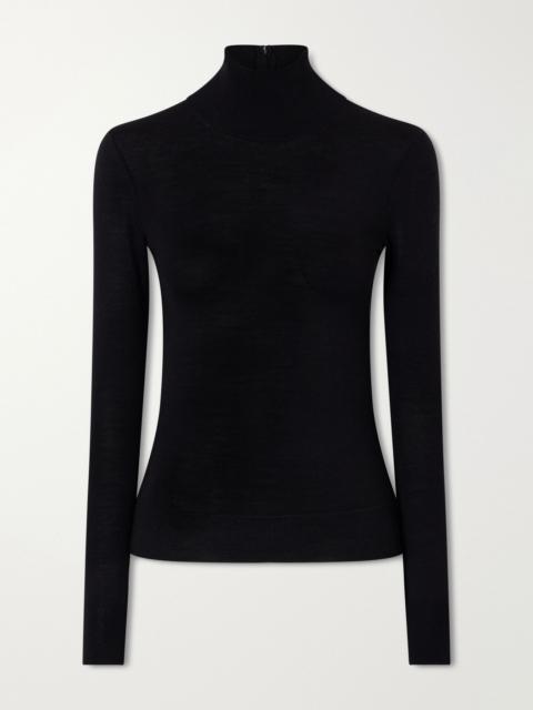 CAROLINA HERRERA Wool and silk-blend turtleneck sweater Black