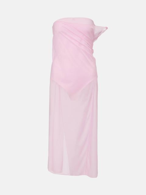 courrèges Draped sheer jersey crêpe midi dress