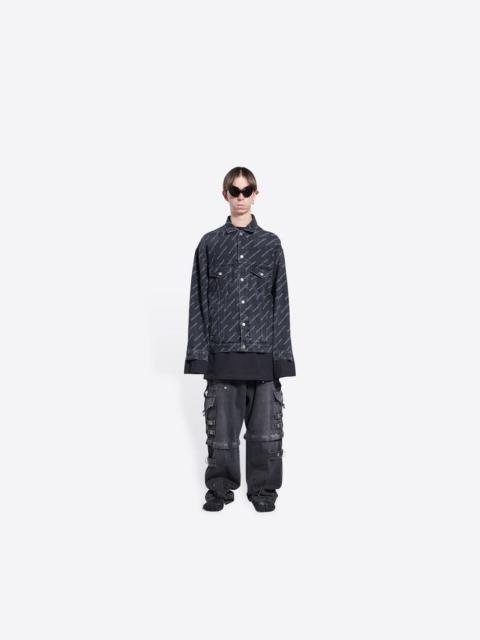 BALENCIAGA Men's Year Of The Tiger Typo Jacket Large Fit in Black