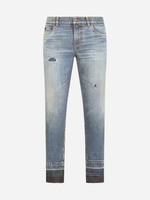 Dolce & Gabbana Blue wash skinny stretch jeans with rips