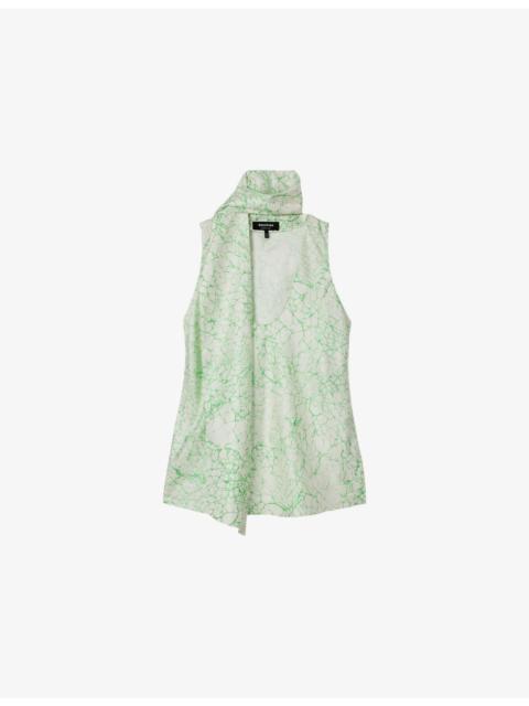 WHISTLES Abstract-Print Scarf Silk Top