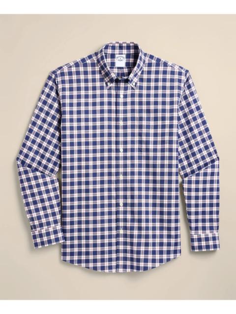 Brooks Brothers Supima® Cotton Non-Iron Twill Button Down Collar Plaid Sport Shirt