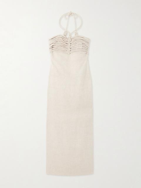 ANDRES OTALORA Mezcalitos knotted linen midi dress Cream