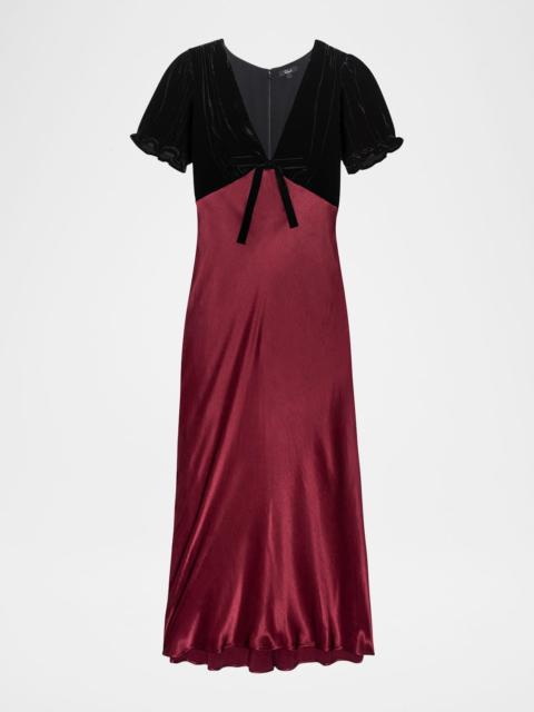 Rails Dory V-Neck Velvet & Satin Midi Dress