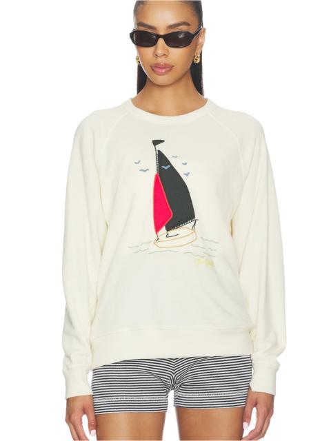 THE GREAT. The College Sweatshirt With Sailing Boat Applique