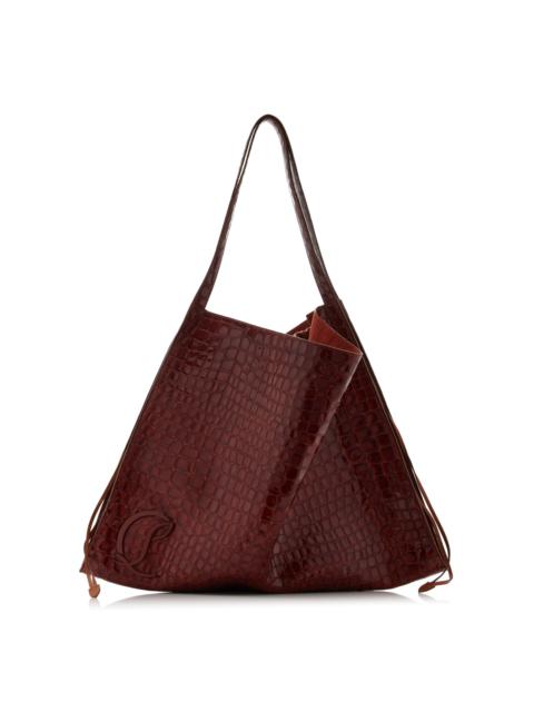 Le 54 Croc-Embossed Leather Tote Bag brown