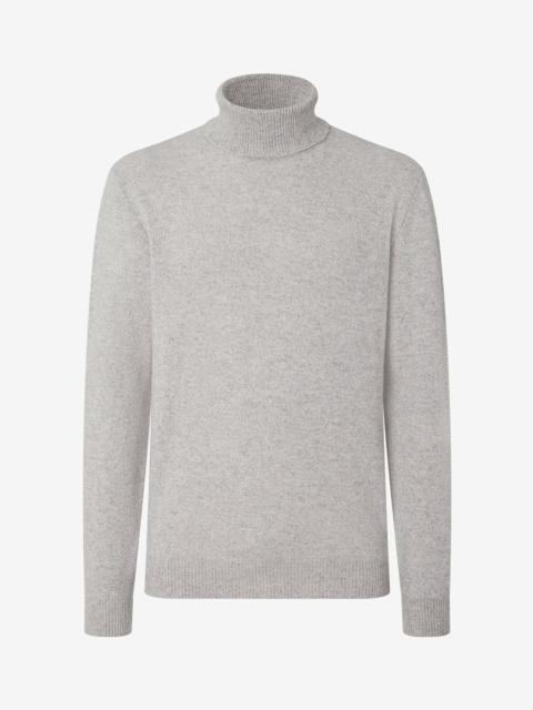 CORNELIANI Light melange grey eco-cashmere mock turtleneck