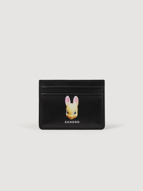 Sandro Leather card holder with rabbit print