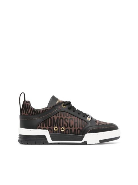 jacquard-logo panelled ow-top sneakers