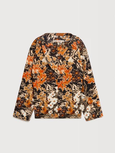 Marni BLACK CLOQUÉ TOP WITH EXTREME BOUQUET PRINT