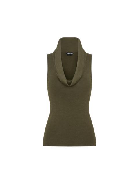 TOM FORD SLEEVELESS COWL COLLAR TOP