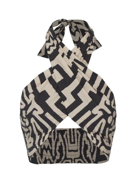 Johanna Ortiz Unique Places Cotton Cropped Top multi