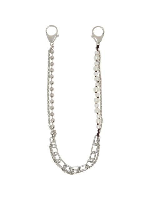 Marni Silver & White Metal & Faux-Pearls Charm Wallet Chain