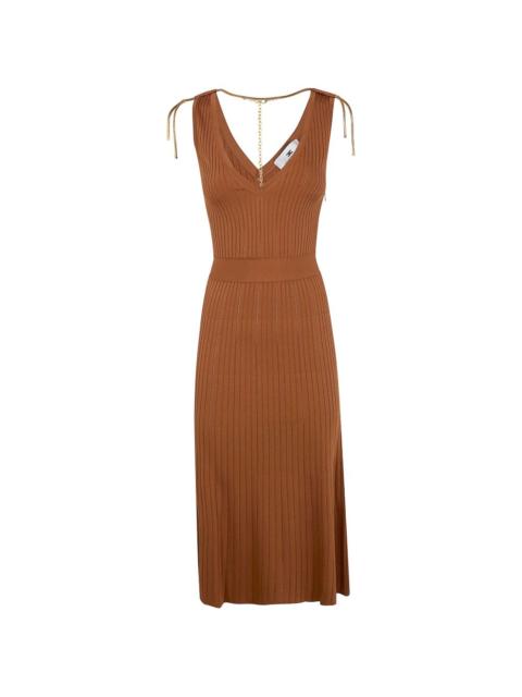 ELISABETTA FRANCHI ribbed-knit chain-detail dress