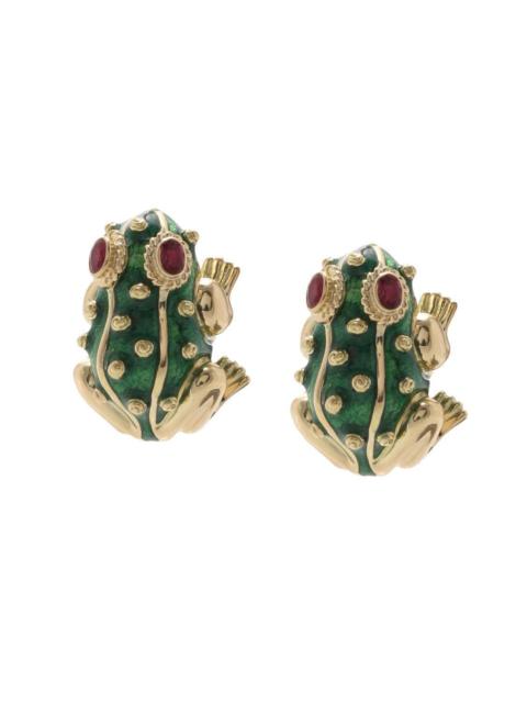 DAVID WEBB Ruby Green Frog Earrings