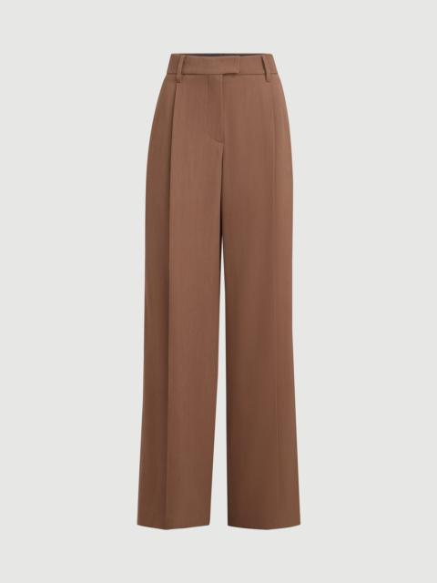 Brunello Cucinelli Virgin wool and viscose tricotine loose pleated trousers with monili