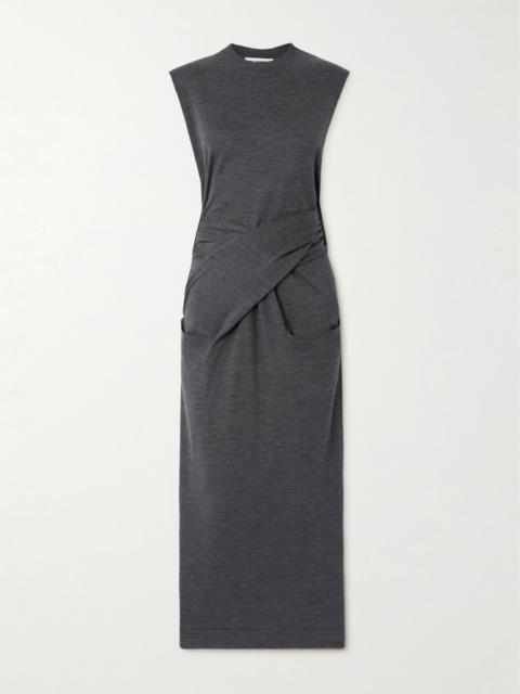 Jil Sander Draped merino wool maxi dress Gray