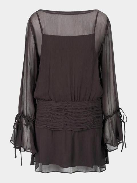 STAUD Beatrix Plissé Mini Dress