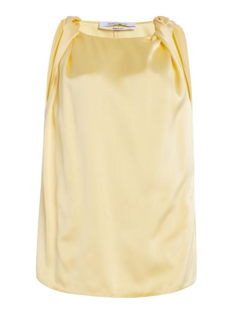 Another Tomorrow Twisted Satin Top yellow