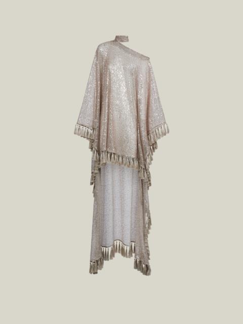 Taller Marmo Fringed Trebbia Disco Kaftan in White Sand
