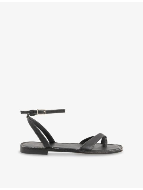 WHISTLES Contrast-Stitch Strappy Leather Sandals