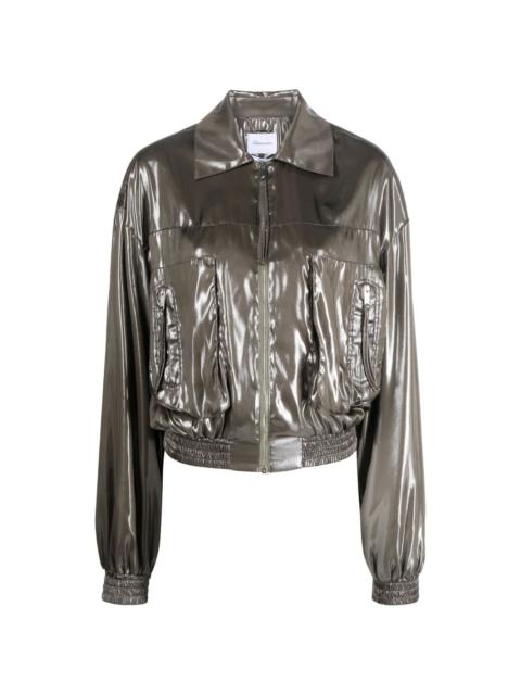 Blumarine pointed-collar metallic bomber jacket