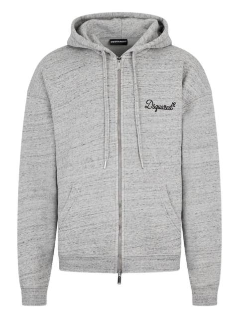 zip-fastening logo-embroidered hoodie