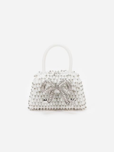 self-portrait White Embellished Micro Bow Bag