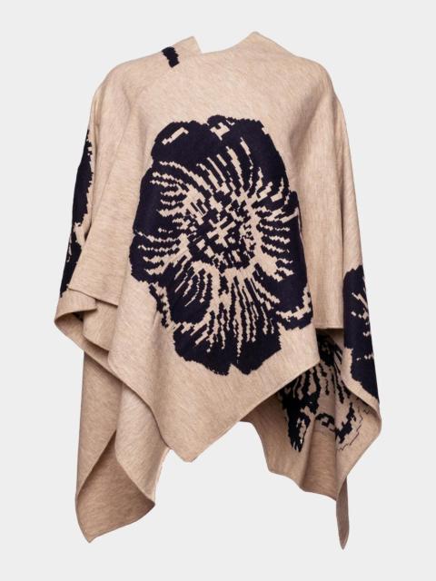 FRANCES VALENTINE Ginny Handkerchief-Hem Floral Knit Wrap