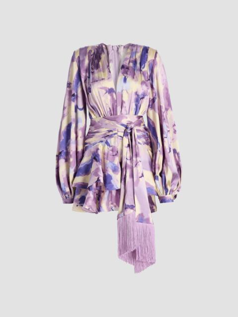 BRONX BANCO Women's Wisteria Bedouin Abstract A-Line Minidress - Purple Multi