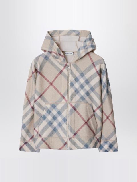 Burberry Hooded cardigan with light-coloured check motif