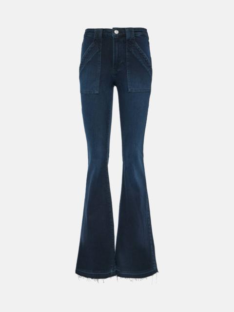 Trapunto high-rise flared jeans