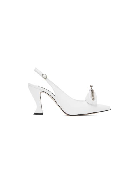 pushBUTTON White Coin Purse Heels