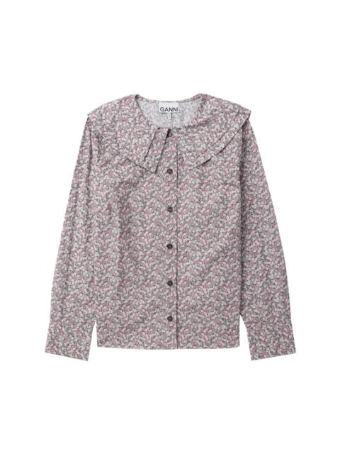 GANNI floral-print cotton blouse