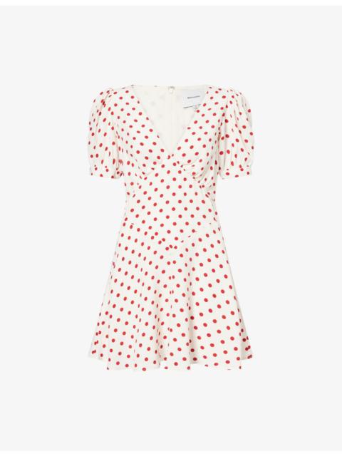 Reformation Naira Polka-Dot Crepe Mini Dress