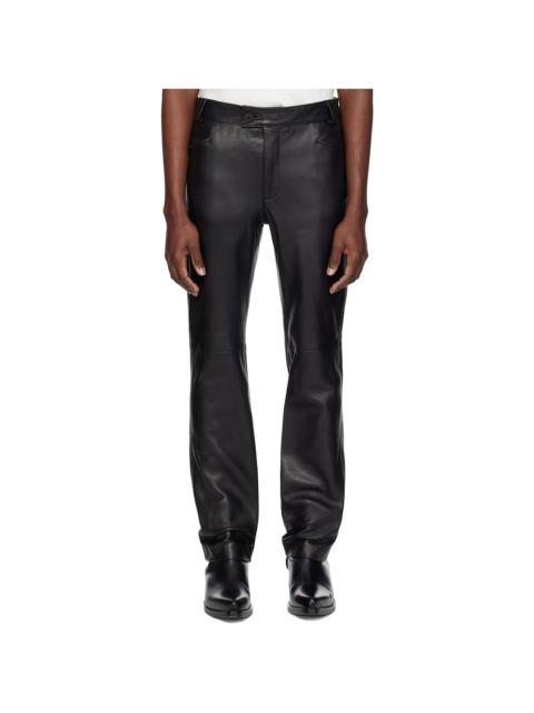 ERNEST W. BAKER Black Straight-Fit Leather Pants