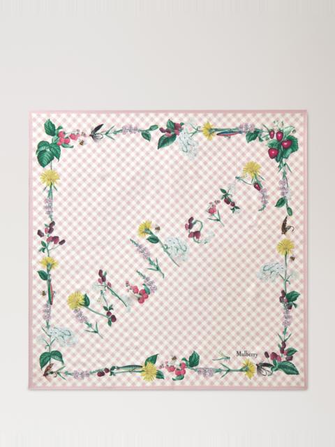 Mulberry Large Square Scarf - Riverside Floral Blossom Pink Silk Twill