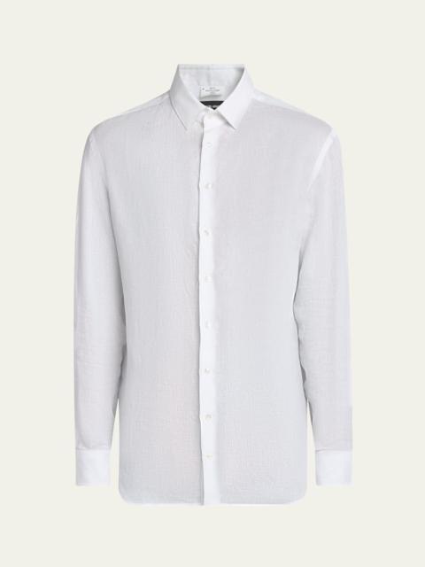 GIORGIO ARMANI Men's Classic Solid Linen Sport Shirt