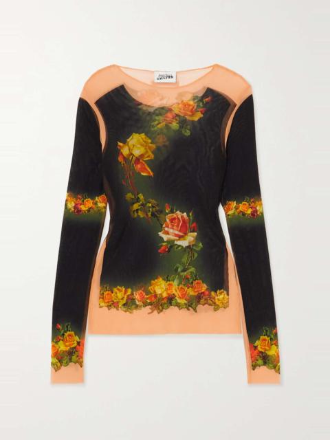 Jean Paul Gaultier Floral-print mesh top